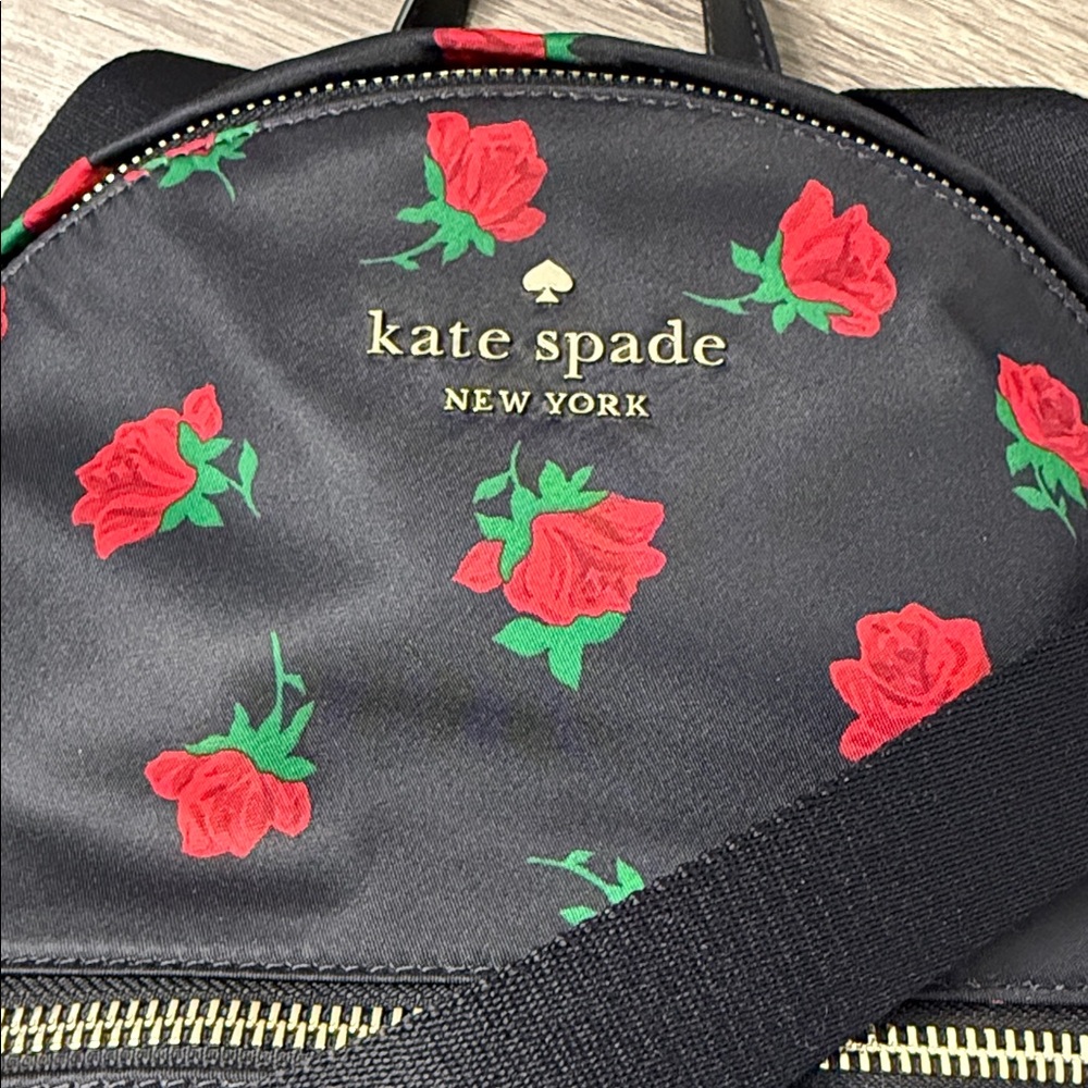Kate Spade Black Rose Pattern Backpack - Picture 14 of 14